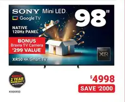 Visions Electronics SONY Mini LED NATIVE 120Hz PANEL XR50 4K Smart TV offer