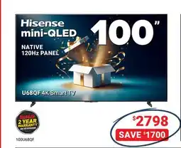 Visions Electronics Hisense U68QF 4K Smart TV offer