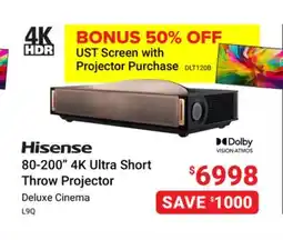 Visions Electronics Hisense 80-200 4K Ultra Short Throw Projector offer