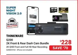Visions Electronics THINKWARE Q200 2K Front & Rear Dash Cam Bundle offer