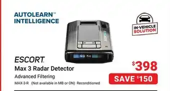 Visions Electronics ESCORT Advanced Filtering MAX-3-R offer