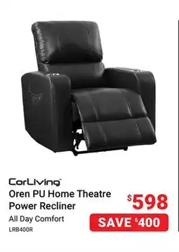 Visions Electronics CorLiving Oren PU Home Theatre Power Recliner offer