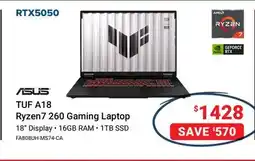 Visions Electronics ASUS TUF A18 Ryzen7 260 Gaming Laptop offer