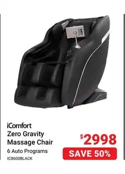 Visions Electronics iComfort Zero Gravity Massage Chair offer