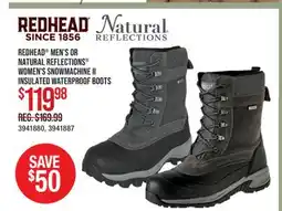 Cabela's REDHEAD MEN'S OR NATURAL REFLECTIONS WOMEN'S SNOWMACHINE II INSULATED WATERPROOF BOOTS offer