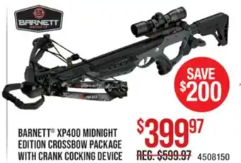 Cabela's BARNETT XP400 MIDNIGHT EDITION CROSSBOW PACKAGE WITH CRANK COCKING DEVICE offer