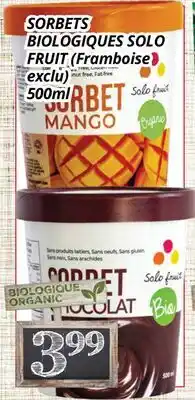 Supermarché PA SORBETS BIOLOGIQUES SOLO FRUIT offer