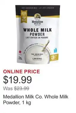 Costco Medallion Milk Co. Whole Milk Powder, 1 kg offer