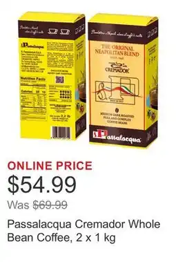 Costco Passalacqua Cremador Whole Bean Coffee, 2 x 1 kg offer