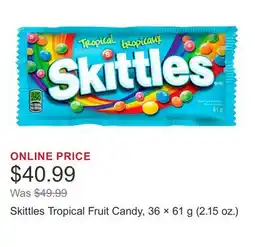 Costco Skittles Tropical Fruit Candy, 36 × 61 g (2.15 oz.) offer