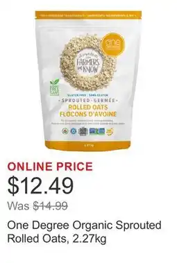 Costco One Degree Organic Sprouted Rolled Oats, 2.27kg offer