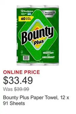 Costco Bounty Plus Paper Towel, 12 x 91 Sheets offer