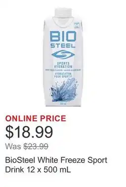 Costco BioSteel White Freeze Sport Drink 12 x 500 mL offer