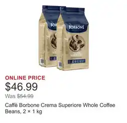 Costco Caffè Borbone Crema Superiore Whole Coffee Beans, 2 × 1 kg offer