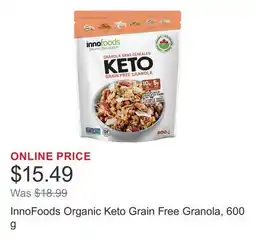 Costco InnoFoods Organic Keto Grain Free Granola, 600 g offer