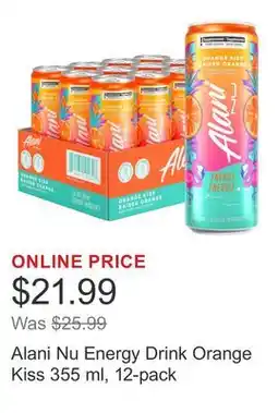 Costco Alani Nu Energy Drink Orange Kiss 355 ml, 12-pack offer