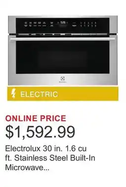 Costco Electrolux 30 in. 1.6 cu ft. Stainless Steel Built-In Microwave Oven with Convection Cooking offer