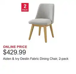 Costco Aiden & Ivy Destin Fabric Dining Chair, 2-pack offer