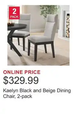 Costco Kaelyn Black and Beige Dining Chair, 2-pack offer