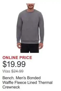 Costco Bench. Men's Bonded Waffle Fleece Lined Thermal Crewneck offer