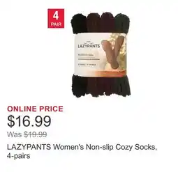 Costco LAZYPANTS Women's Non-slip Cozy Socks, 4-pairs offer