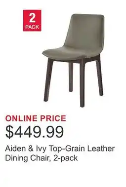 Costco Aiden & Ivy Top-Grain Leather Dining Chair, 2-pack offer