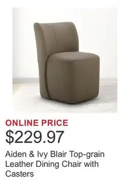 Costco Aiden & Ivy Blair Top-grain Leather Dining Chair with Casters offer