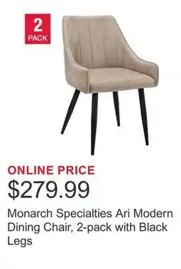 Costco Monarch Specialties Ari Modern Dining Chair, 2-pack with Black Legs offer