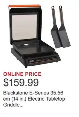 Costco Blackstone E-Series 35.56 cm (14 in.) Electric Tabletop Griddle with 2 pack of Spatulas offer