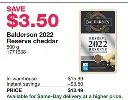 Costco Balderson 2022 Reserve cheddar offer