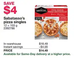 Costco Sabatasso's pizza singles offer
