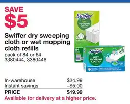 Costco Swiffer dry sweeping cloth or wet mopping cloth refills offer
