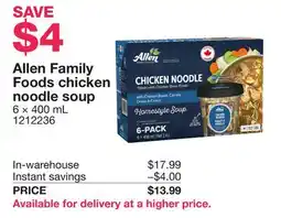 Costco Allen Family Foods chicken noodle soup offer