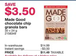 Costco Made Good chocolate chip granola bars offer