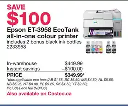Costco Epson ET-3958 EcoTank all-in-one colour printer offer