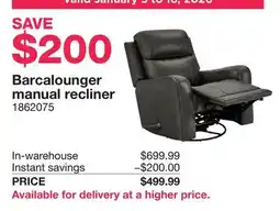 Costco Barcalounger manual recliner offer