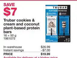 Costco Trubar cookies & cream and coconut plant-based protein bars offer