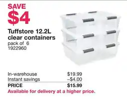 Costco Tuffstore 12.2L clear containers offer