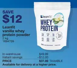 Costco Leanfit vanilla whey protein powder offer