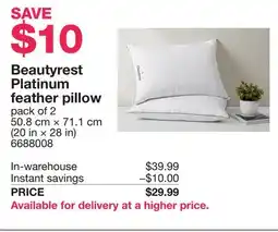 Costco Beautyrest Platinum feather pillow offer