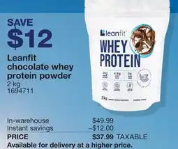 Costco Leanfit chocolate whey protein powder offer
