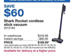 Costco Shark Rocket cordless stick vacuum offer