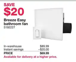 Costco Breeze Easy bathroom fan offer