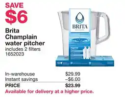 Costco Brita Champlain water pitcher offer