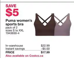 Costco Puma women's sports bra pack offer
