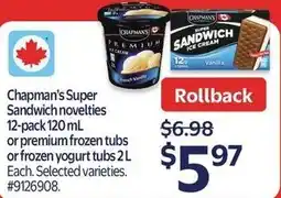 Walmart Chapman's Super Sandwich novelties 12 offer