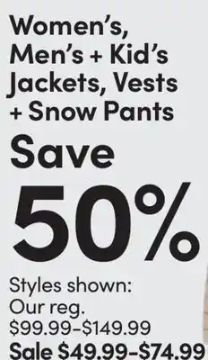 Mark's Denver Hayes, WindRiver Women's, Men's + Kid's Jackets, Vests + Snow Pants offer