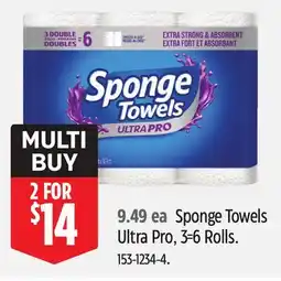 Canadian Tire Sponge Towels Ultra Pro, 3=6 Rolls offer