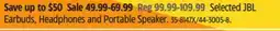 Canadian Tire Selected JBL Earbuds, Headphones and Portable Speaker offer
