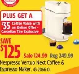 Canadian Tire Nespresso Vertuo Next Coffee & Espresso Maker offer